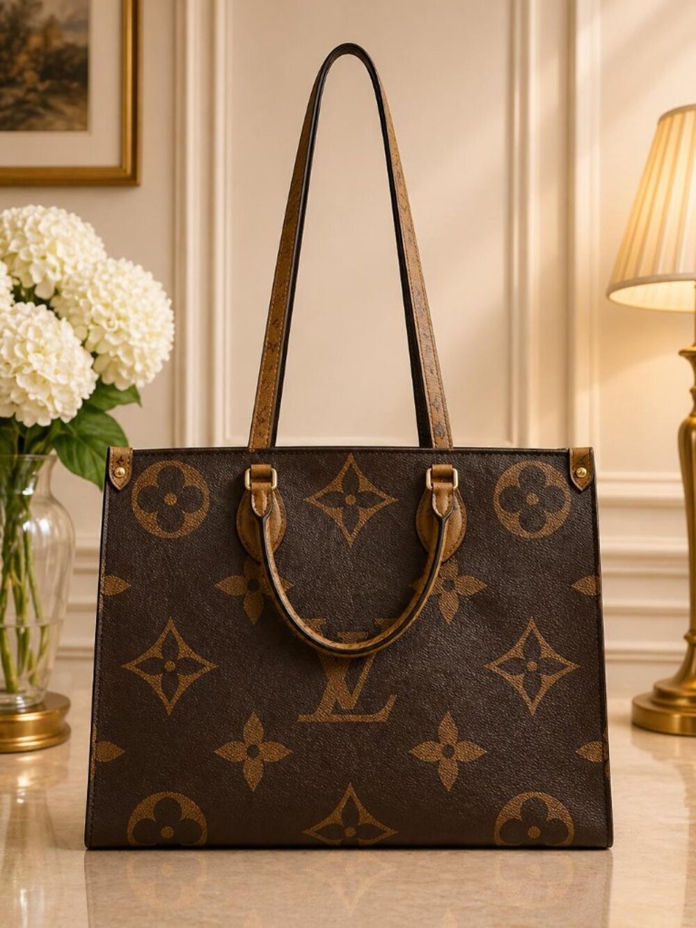 Authentic Louis Vuitton Onthego GM Giant Monogram Tote Bag